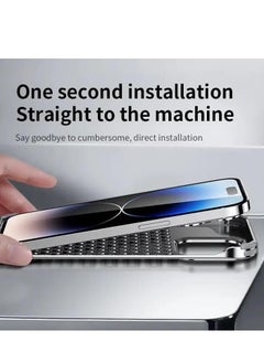 Lisen Gray Metal Case for iPhone 15/14/13 Pro Max, Aluminum Anti-Fall Heat Dissipation Bezel, Slim Anti-Scratch, Shockproof Aromatherapy Case, Compatible with MagSafe, Titanium Finish  - Image 4