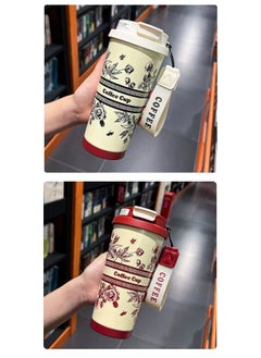 NIBEMINENT 550ml Convolia Thermos Cup 316 Stainless Steel Portable Rope Coffee Cup Male And Female Double Drink Straw Cup  - Image 2