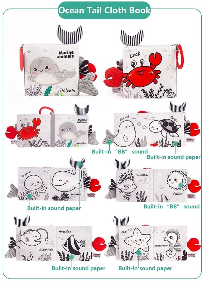 Y&D - Baby Cloth Book with Sound, 2 Pieces Sensory Training Three-dimensional Soft Books Cognitive Visual Toys for 1 3 Years Old Boys Girls - Image 1