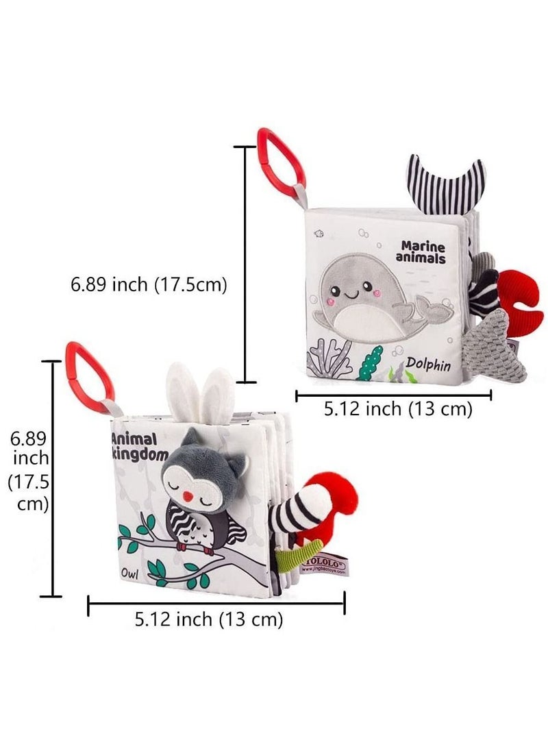 Y&D - Baby Cloth Book with Sound, 2 Pieces Sensory Training Three-dimensional Soft Books Cognitive Visual Toys for 1 3 Years Old Boys Girls - Image 1