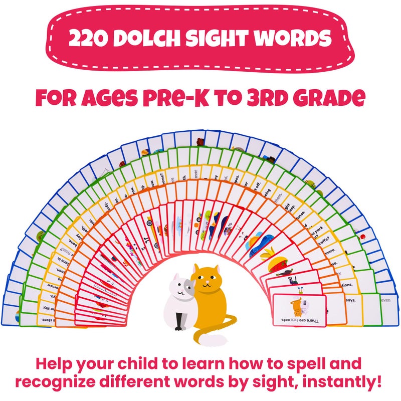 learnworx Sight Words Flash Cards Kindergarten  220 Cards  Sight Words for Toddlers 4 Years  Dolch Sight Words Flash Cards PreK Kinder 1st 2nd 3rd Grade  Sight Word Site Reading Kids Vocabulary Learning - Image 3