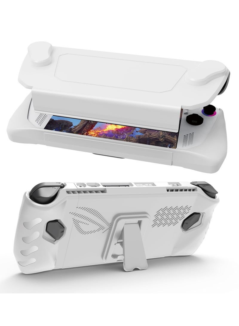 SOLARAE حافظة كاملة لجهاز ASUS Rog Ally 2023، غلاف واقي مع غطاء أمامي قابل للفصل وحامل لجهاز Rog Ally، مضادة للصدمات/غير قابلة للانزلاق/مضادة للاصطدام، أبيض - Image 1