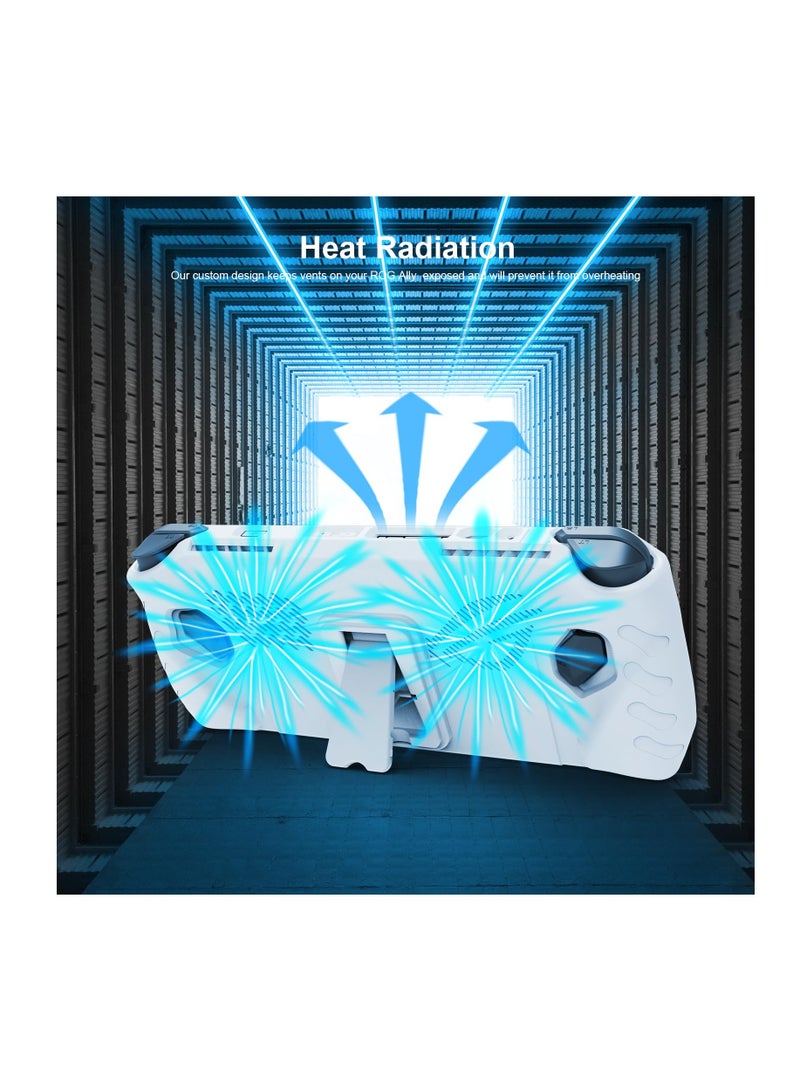 SOLARAE حافظة كاملة لجهاز ASUS Rog Ally 2023، غلاف واقي مع غطاء أمامي قابل للفصل وحامل لجهاز Rog Ally، مضادة للصدمات/غير قابلة للانزلاق/مضادة للاصطدام، أبيض - Image 5