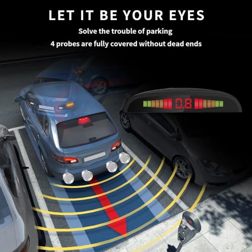 Ekylin Cordless Parking Sensor, Reverse Radar System with 4 Car Backup Sensors, LED Distance Display with Sound Warning + 4 Blue Parking Sensors for Cars, Vans, RVs, and Trailers - Image 5