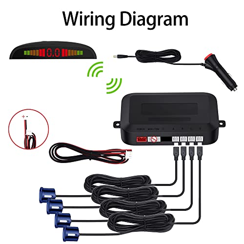 Ekylin Cordless Parking Sensor, Reverse Radar System with 4 Car Backup Sensors, LED Distance Display with Sound Warning + 4 Blue Parking Sensors for Cars, Vans, RVs, and Trailers - Image 4