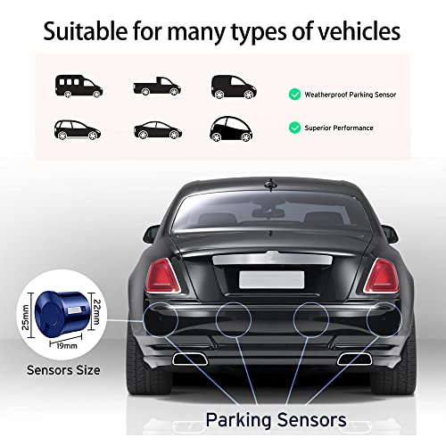 Ekylin Cordless Parking Sensor, Reverse Radar System with 4 Car Backup Sensors, LED Distance Display with Sound Warning + 4 Blue Parking Sensors for Cars, Vans, RVs, and Trailers - Image 3