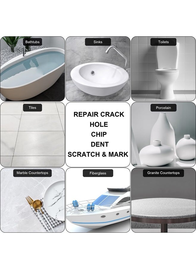 LANBOKIT - Tile, Granite and Marble Repair Kit(Color Match), 3.7 OZ Tub and Fiberglass Shower Repair Kit with Strong Adhesion, Porcelain Stone Repair Kit for Cracks, Holes, Chips, Scratches, Dents - Image 1