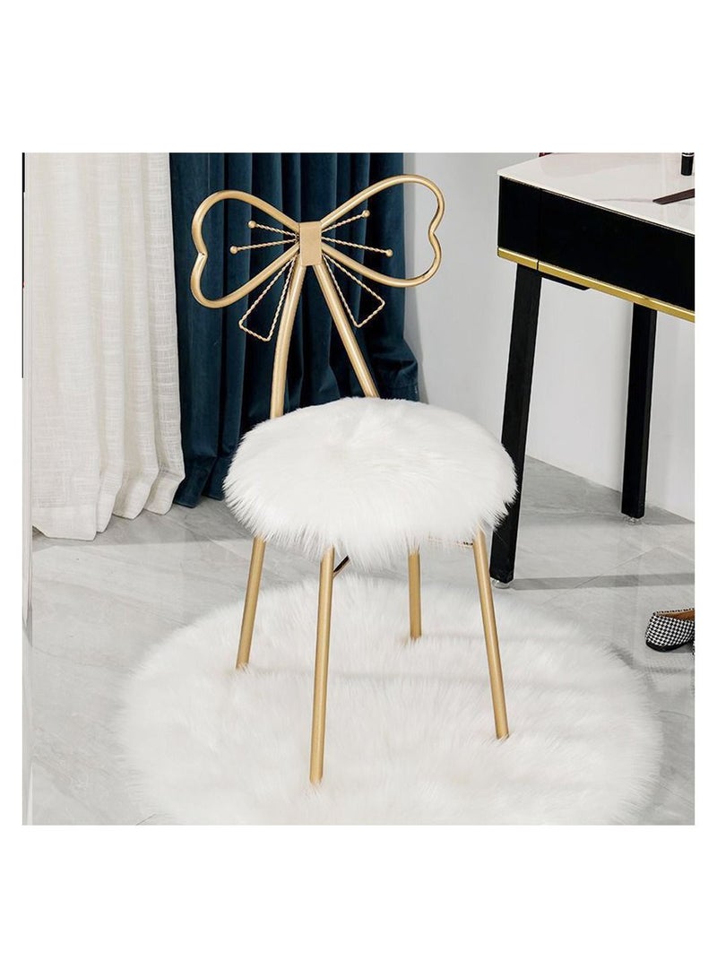 LINGWEI Creative Dressing Makeup Chair Stool Butterfly Tie Decorative Backrest Stool Golden Metal Dining Chair Bedroom Reading Chair Nail Stool Furniture - Image 2