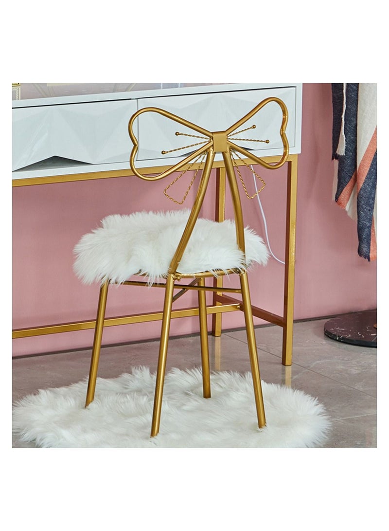 LINGWEI Creative Dressing Makeup Chair Stool Butterfly Tie Decorative Backrest Stool Golden Metal Dining Chair Bedroom Reading Chair Nail Stool Furniture - Image 4