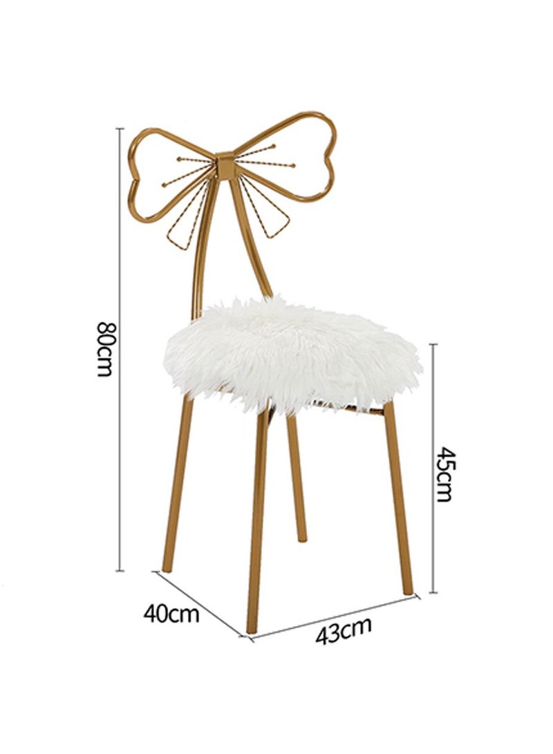 LINGWEI Creative Dressing Makeup Chair Stool Butterfly Tie Decorative Backrest Stool Golden Metal Dining Chair Bedroom Reading Chair Nail Stool Furniture - Image 5