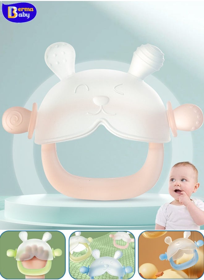 Berma Baby Baby Teether Toys  Teething Toys, Food Grade Silicone Baby Teething Toys, Organic Teethers, Soft and Safe, Chewable, Pain Relief for Baby, Soothing Chewable Toys, Boilable Liquid Silicone Toys, Suitable for Little Boys and Girls (Pink)  - Image 1
