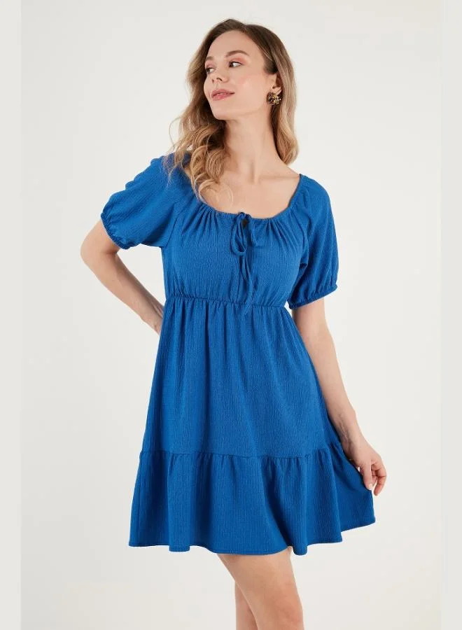 Lela  Lela Front Gathered Balloon Sleeve Mini Dress Women's Dress 5869005 for Women | Best Price UAE