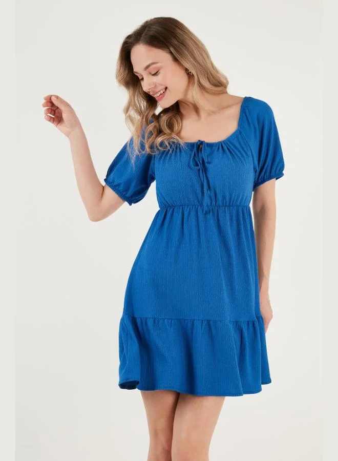Lela  Lela Front Gathered Balloon Sleeve Mini Dress Women's Dress 5869005 for Women | Best Price UAE