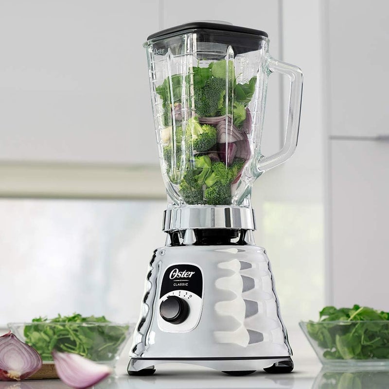 Oster Original 3 Speed Chrome Blender, 6 Times more Durable Motor, 10 Times Stronger, 5 Cup Glass Jar - Image 2