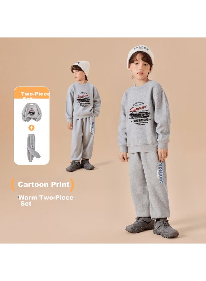 Bobdog Boys' Hoodie Set Winter Casual Pullover Top And Straight-leg Sweatpants For Older Kids - Image 1