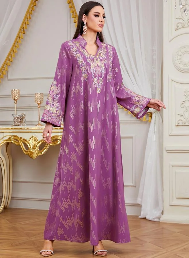 Take Two  Women Texture Fabric Sequin Patch Detail Jalabiya for Women | Best Price UAE