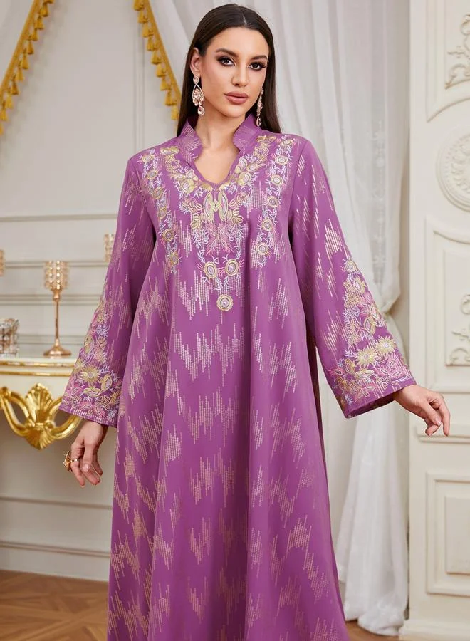 Take Two  Women Texture Fabric Sequin Patch Detail Jalabiya for Women | Best Price UAE