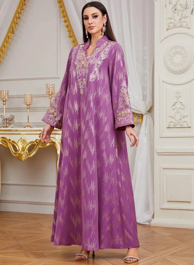 Take Two  Women Texture Fabric Sequin Patch Detail Jalabiya for Women | Best Price UAE