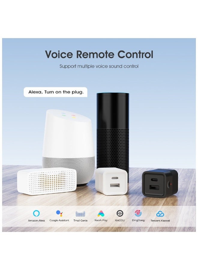 UanTii Smart Adapter with Type C port, Tuya Wifi USB Adapter Timing Schedule Smart Plug,Works with Smart Life App,Woks with Alexa and Google Home; - Image 4
