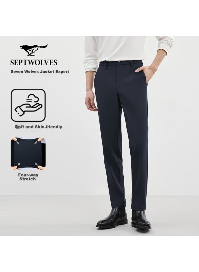 Septwolves Seven Wolves Men's Casual Pants Simple Four-way Stretch Versatile Long Trousers Soft Skin-friendly Jacquard Texture Pants For Men - Image 1