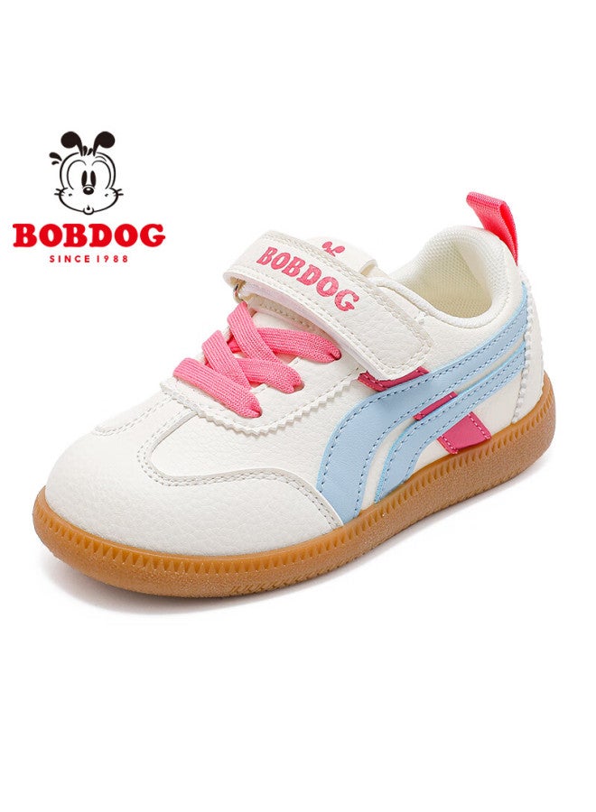 Bobdog Children's Shoes, Spring Soft-soled Kids Running Shoes, Girls' Casual Sneakers, 101551105 Beige/pink, Size 31 - Image 1