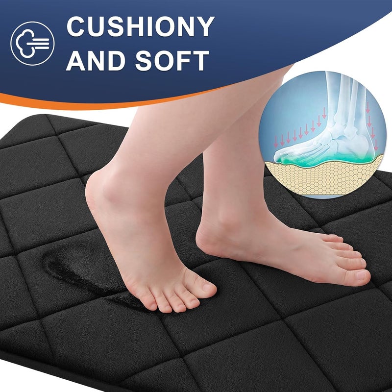 OLANLY Memory Foam Bath Mat 40x32, Ultra Soft and Absorbent Bathroom Rugs, Machine Washable, Comfortable Bath Carpet for Bathroom Floor, Tub and Shower, Black - Image 3