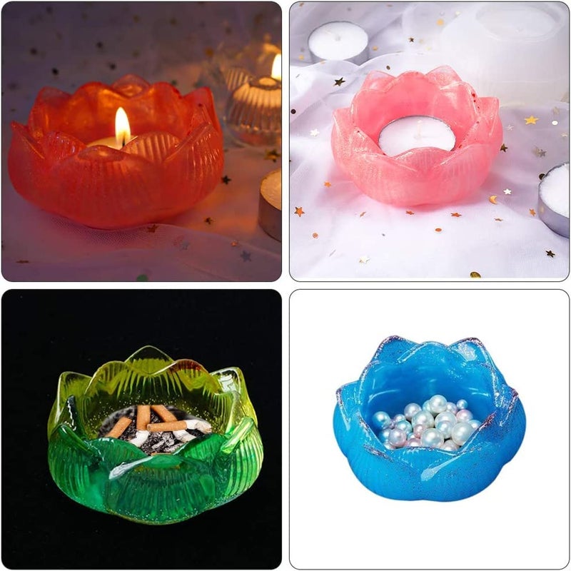 Artool ARTOOL Lotus Flower Shape Tea Light Candle Mould for Resin Art Mold Creative DIY Tealight Candle Holder Set of 1 (C33)  - Image 5