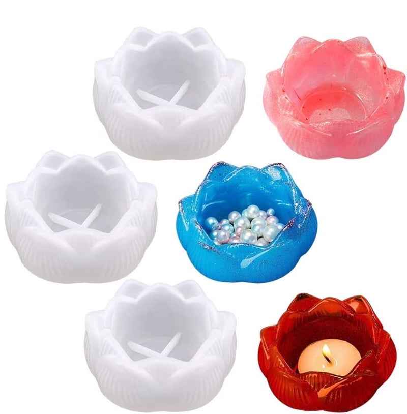 Artool ARTOOL Lotus Flower Shape Tea Light Candle Mould for Resin Art Mold Creative DIY Tealight Candle Holder Set of 1 (C33)  - Image 3