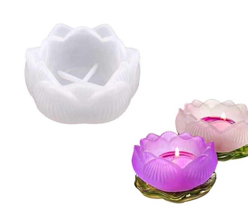 Artool ARTOOL Lotus Flower Shape Tea Light Candle Mould for Resin Art Mold Creative DIY Tealight Candle Holder Set of 1 (C33)  - Image 1