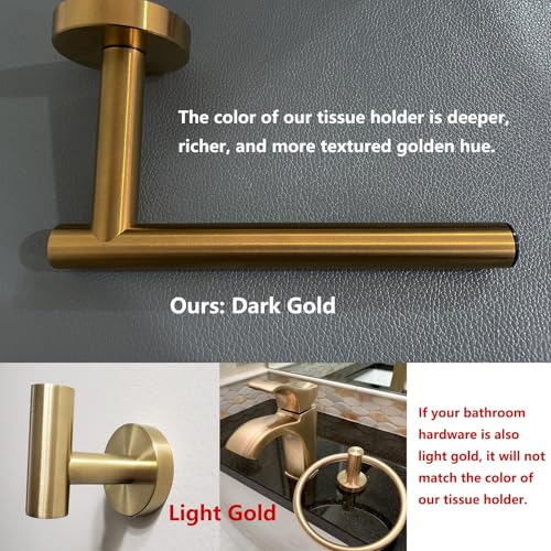 POKIM Brushed Gold Toilet Paper Holder - 304 Stainless Steel Double Post Wall Mount Tissue Dispenser, Anti-Slip Design, Fits Mega/Jumbo Rolls, Rustproof Bathroom Accessory for Home & Commercial Use - Image 2