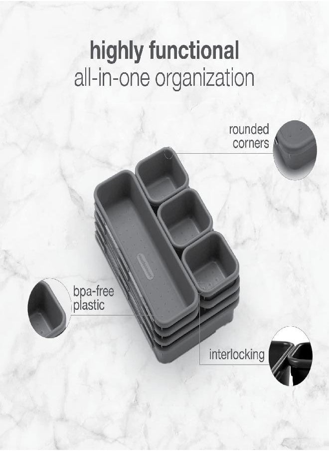 Madesmart madesmart Value 8-Piece Interlocking Bin Pack - Granite | VALUE COLLECTION | Customizable Multi-Purpose Storage | Durable | Easy to Clean | BPA-Free (59601)  - Image 2