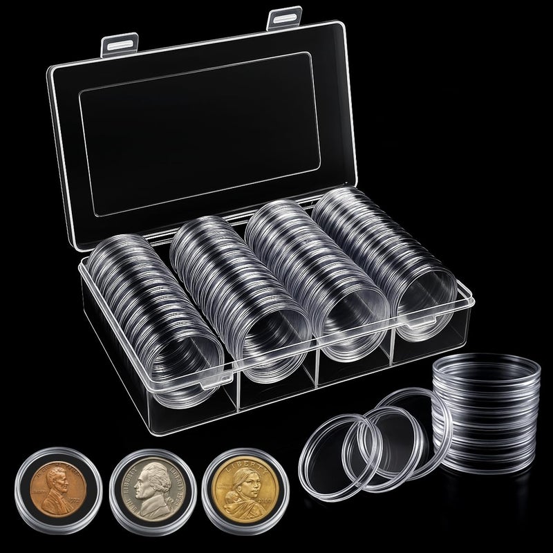 Zilphoba 60 Pcs 41mm Coin Capsules, Coin Case Holder, Plastic Coin Case for Coin Collecting Supplies - Image 1