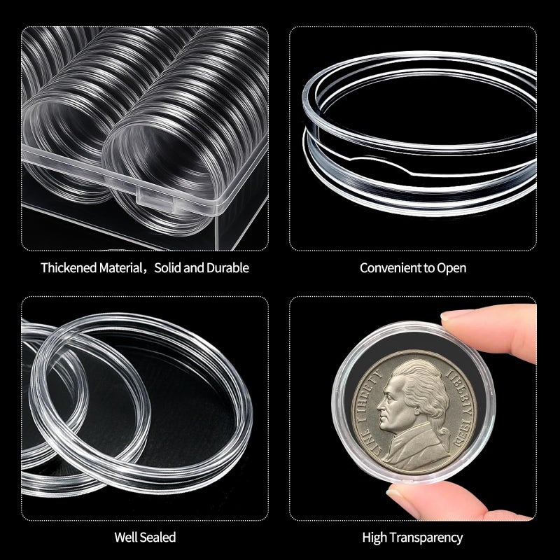 Zilphoba 60 Pcs 41mm Coin Capsules, Coin Case Holder, Plastic Coin Case for Coin Collecting Supplies - Image 3