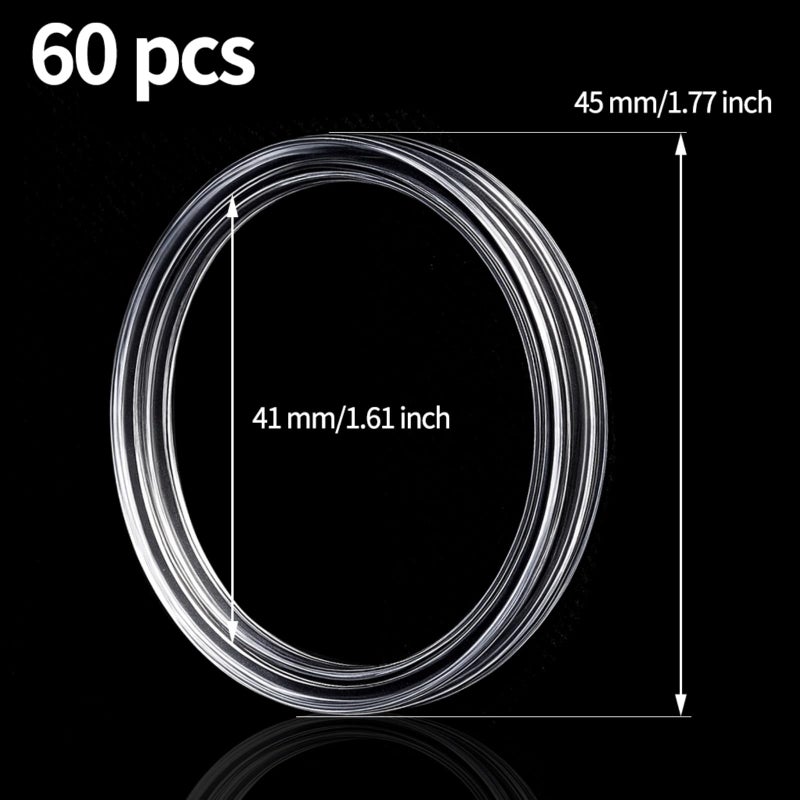 Zilphoba 60 Pcs 41mm Coin Capsules, Coin Case Holder, Plastic Coin Case for Coin Collecting Supplies - Image 2