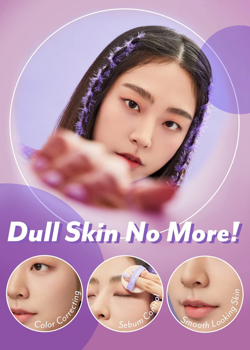 I'M MEME Compact - Purple Cotton Tone Control Pact | Korean Pressed Setting Powder With Berry Complex, Makeup Powder, Translucent Compact, Finishing Powder, Oil Free Face Powder, Preppy Stuff, 0.35 Oz - Image 2