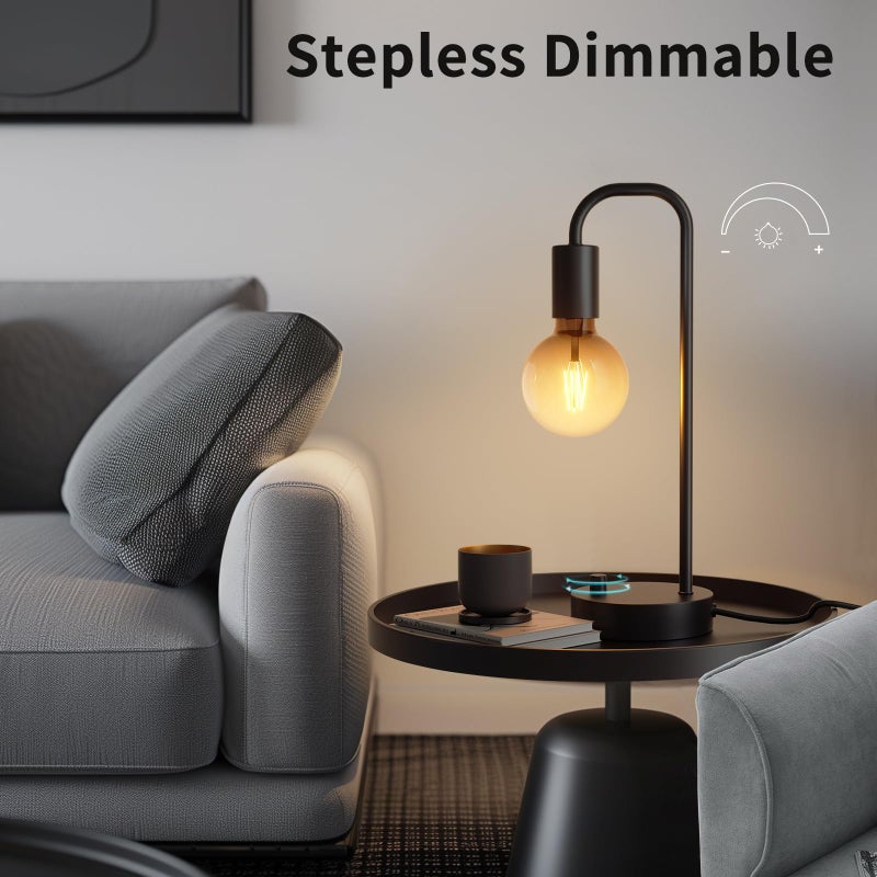ONEWISH Industrial Lamp Set 3 Piece-1 Floor Lamp and 2 Dimmable Table Lamp- 3 Pack Modern Matching Floor and Table Lamp with Gradient Black Globe Bulb for Living Room,Bedroom(Bulb Included) - Image 3