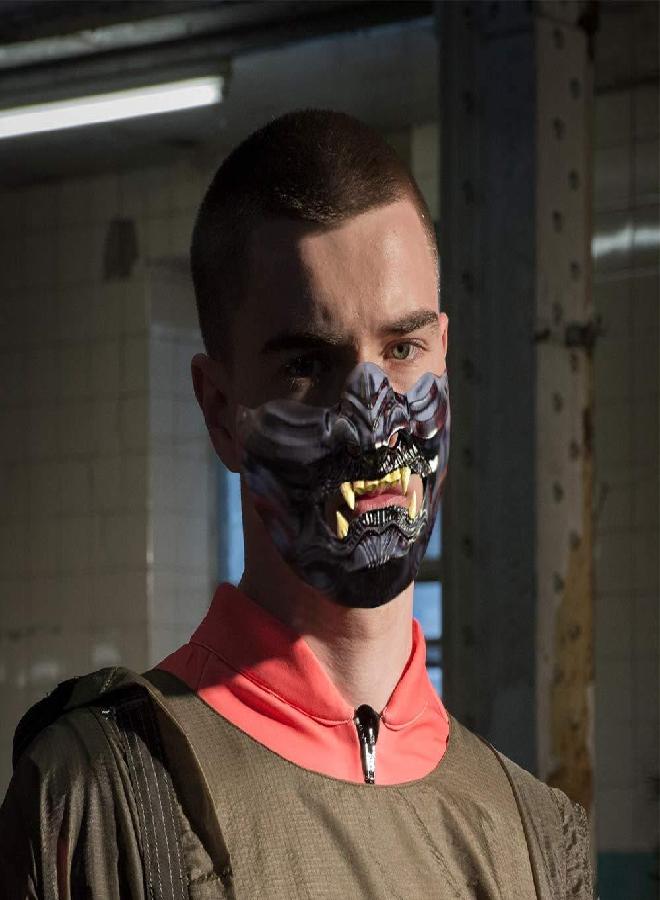 Artist Unknown Verceco Ghost Mask Warrior Character Masks Half Face Mouth Mask Cool Japanese Solider Mask Novelty Halloween Party Cosplay Costume Party Accessory Prop Supply for Boys Girls Adults Kids - Image 2