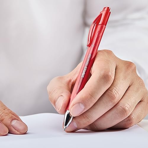 Staples أقلام حبر جل قابلة للسحب سونيكس 651255 نقطة متوسطة حمراء علبة 12 (13562-Cc) - Image 5
