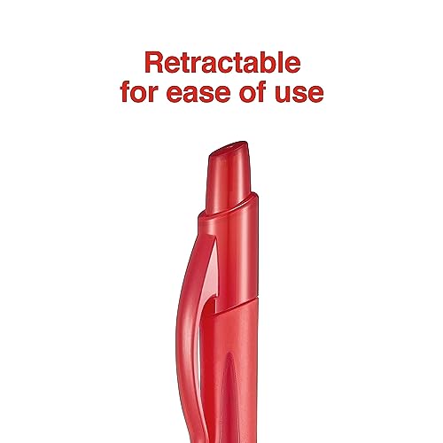 Staples أقلام حبر جل قابلة للسحب سونيكس 651255 نقطة متوسطة حمراء علبة 12 (13562-Cc) - Image 4