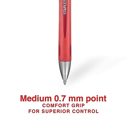 Staples أقلام حبر جل قابلة للسحب سونيكس 651255 نقطة متوسطة حمراء علبة 12 (13562-Cc) - Image 3