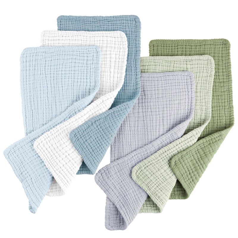 Konssy Muslin Baby Burp Cloths 6 Pack, Soft Absorbent 100% Cotton Burping Clothes for Newborns, Baby Boys and Girls, Unisex - Image 1