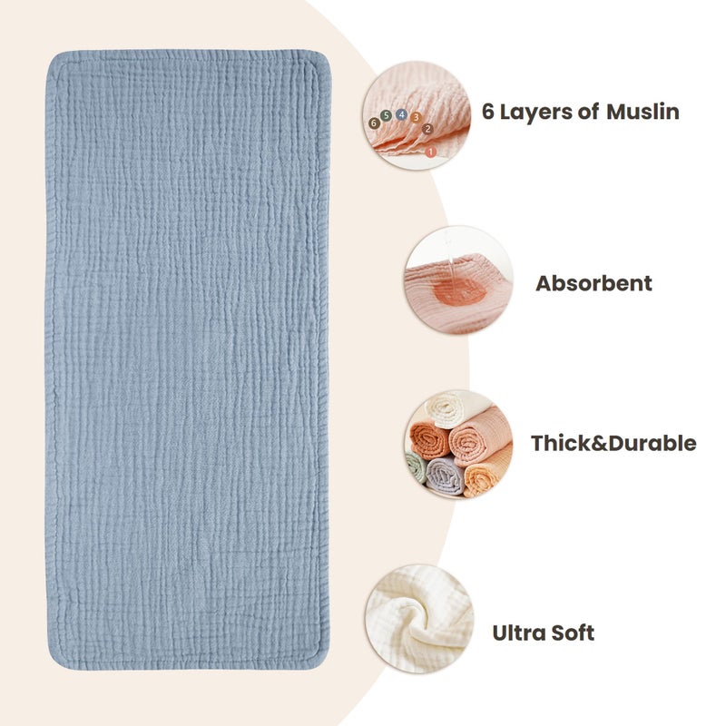 Konssy Muslin Baby Burp Cloths 6 Pack, Soft Absorbent 100% Cotton Burping Clothes for Newborns, Baby Boys and Girls, Unisex - Image 3