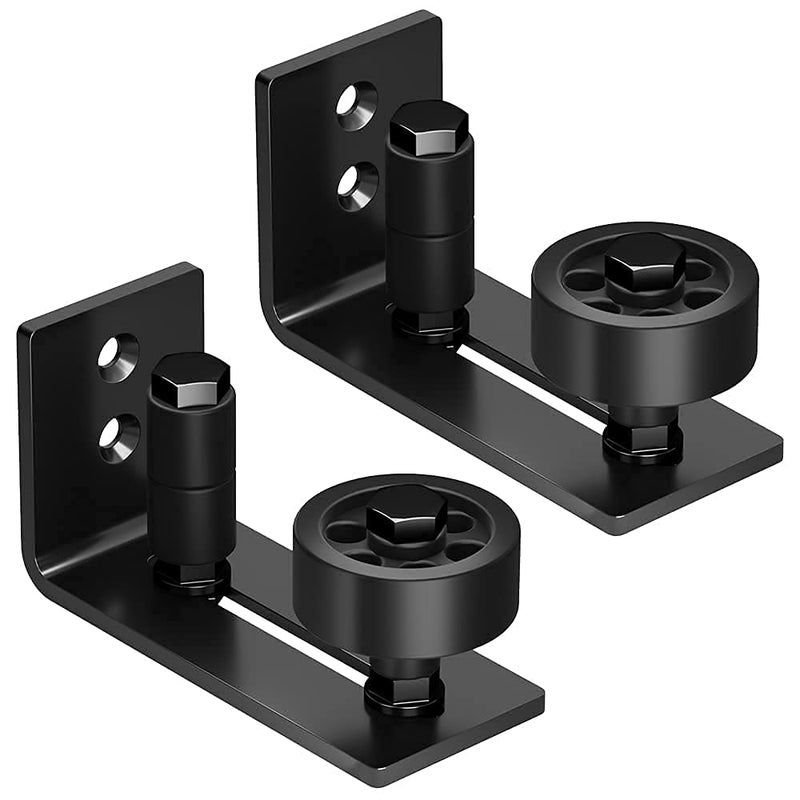 Skysen 2 Pack Barn Door Floor Guide Wall Mount Stay Roller 8 Setup Options Flush Bottom Black Powder Coated Felt Strip Countersunk Holes For Barn Door(706-2 Pack) - Image 1