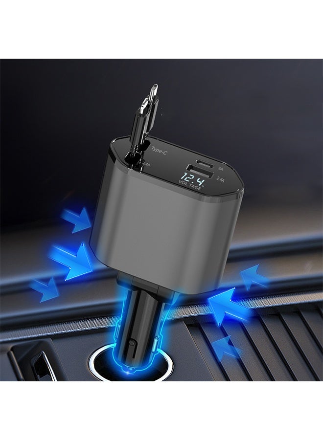 Retractable Car Charger, 4 in 1 Super Fast Charger Car Phone Charger,Retractable Cables and 2 USB Ports Car Charger  - Image 2