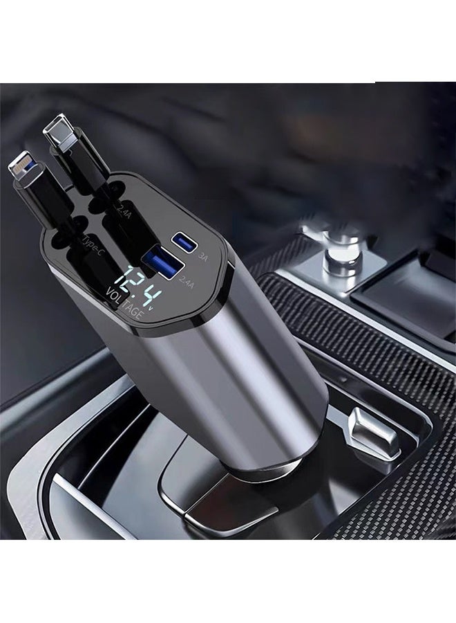 Retractable Car Charger, 4 in 1 Super Fast Charger Car Phone Charger,Retractable Cables and 2 USB Ports Car Charger  - Image 3