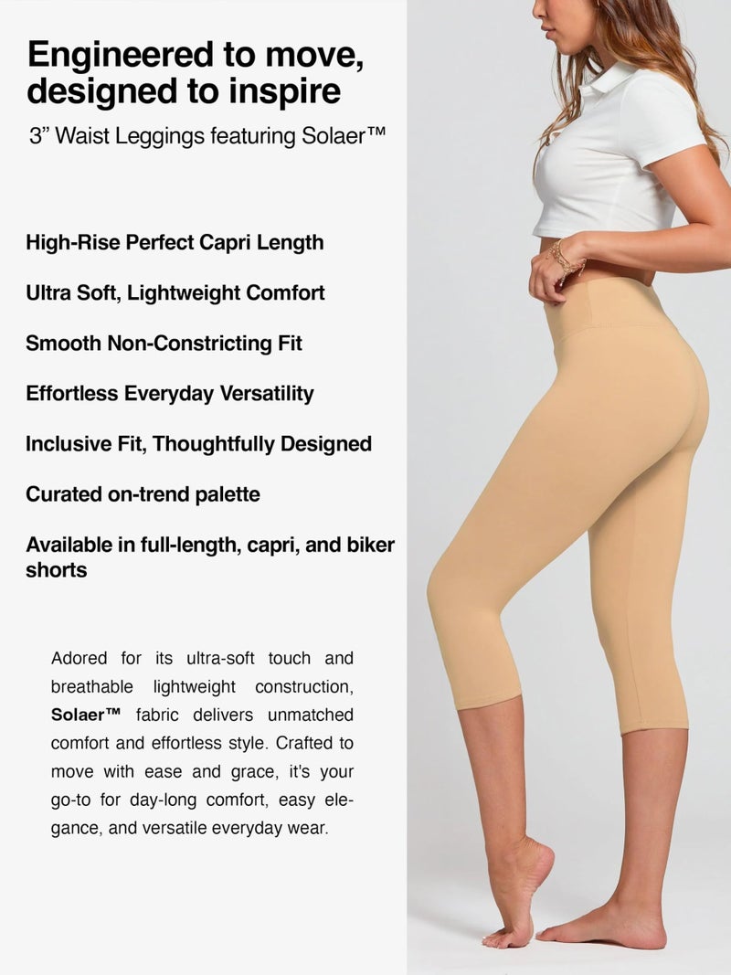 Conceited Women’s Capri Leggings - High Waisted - Soft - Casual - Beige Nude - Large - X-Large - Image 2