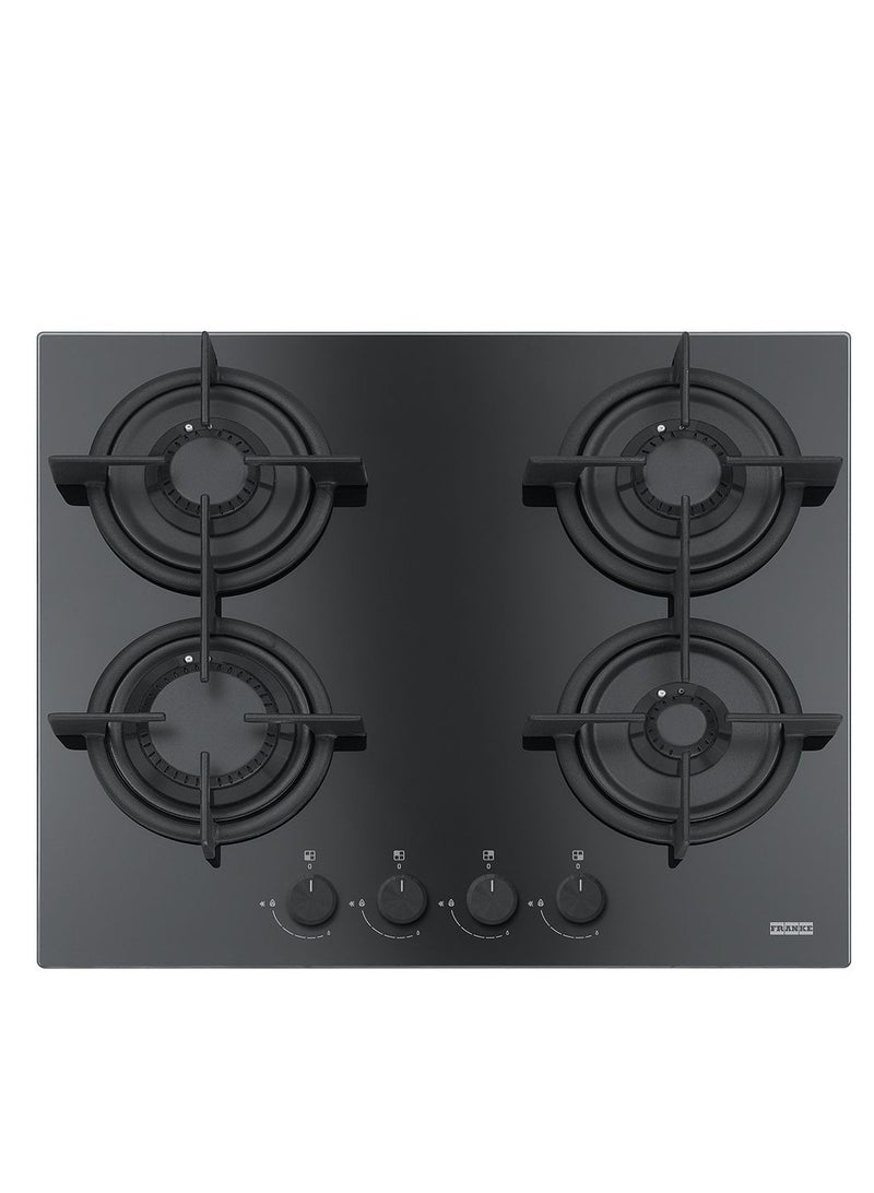 فرانكي مسطح غاز بلت إن 4 شعلة 60 سم قواعد زهر كريستال أسود FHCR 604 4G HE BK C - Image 1