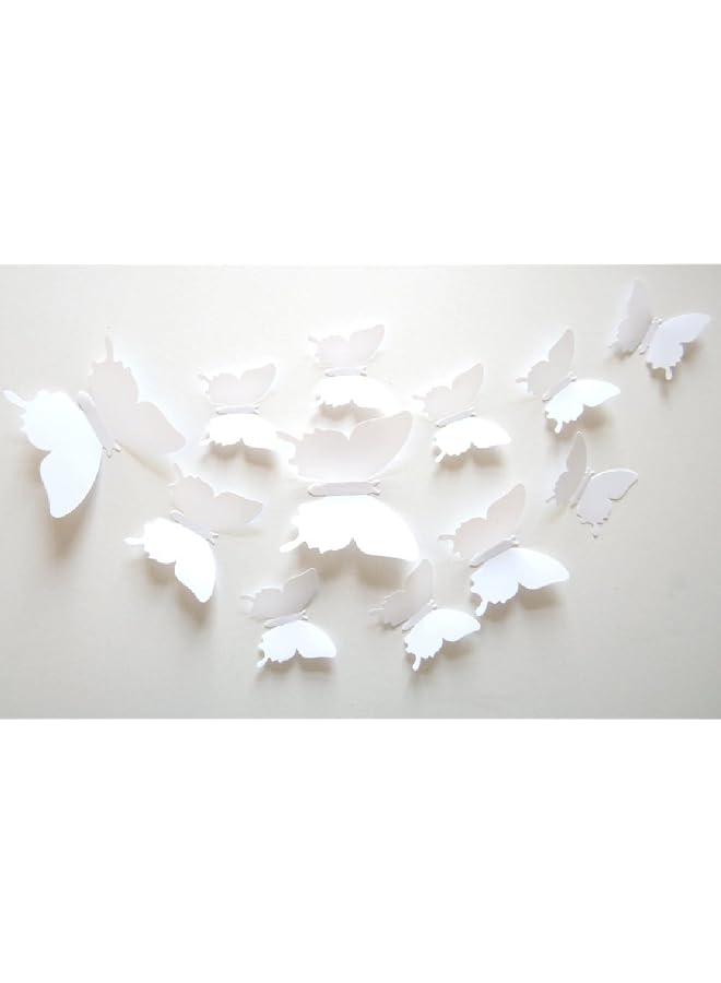(White) - Cute Product 12Pcs 3d Butterfly Removable Wall Decals Diy Home Decorations Art Decor Wall Stickers Murals for Babys Kids Bedroom Living Room Classroom Office(Colour:White)
