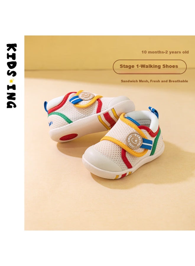 Kids.ing Breathable Mesh Toddler Shoes For Boys And Girls Spring/summer 1-3 Years Baby Shoes Apricot Color Size 20 - Image 1
