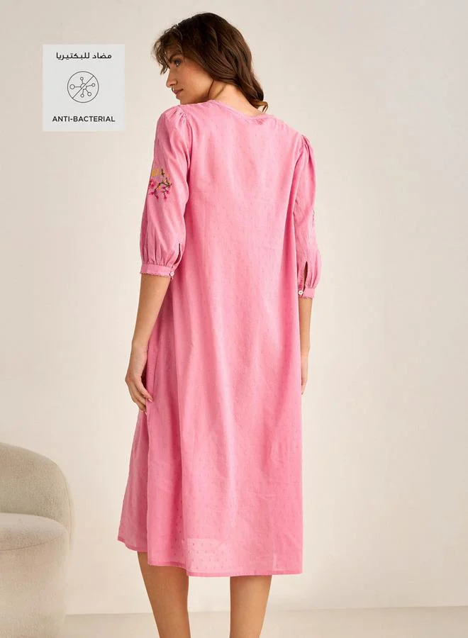 Splash FAV Night Dress 3/4 Sleeves Embroidered